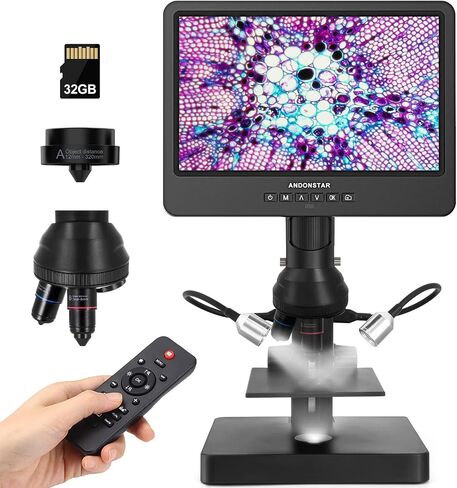 Andonstar AD249-P 10.1 Inch Digital Microscope, Coin Microscope for Error Coins Whole Coins, 1000x 3 Lens 1080P FHD Video Record, Biological Microscope Kit for Adults and Kids, Prepred Slides in Saudi Arabia