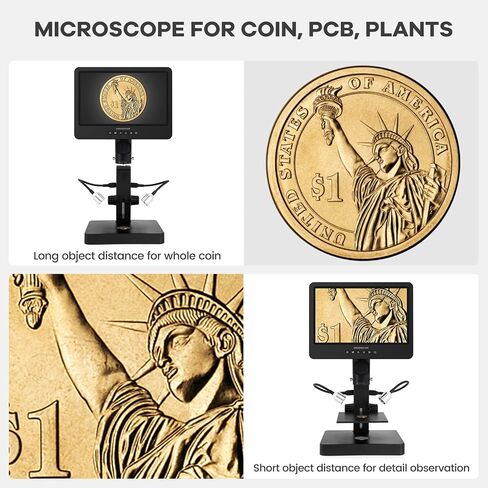 Andonstar AD249-P 10.1 Inch Digital Microscope, Coin Microscope for Error Coins Whole Coins, 1000x 3 Lens 1080P FHD Video Record, Biological Microscope Kit for Adults and Kids, Prepred Slides in Saudi Arabia