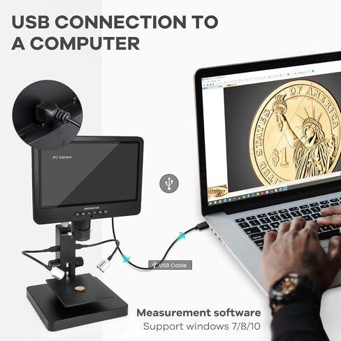Andonstar AD249-P 10.1 Inch Digital Microscope, Coin Microscope for Error Coins Whole Coins, 1000x 3 Lens 1080P FHD Video Record, Biological Microscope Kit for Adults and Kids, Prepred Slides in Saudi Arabia