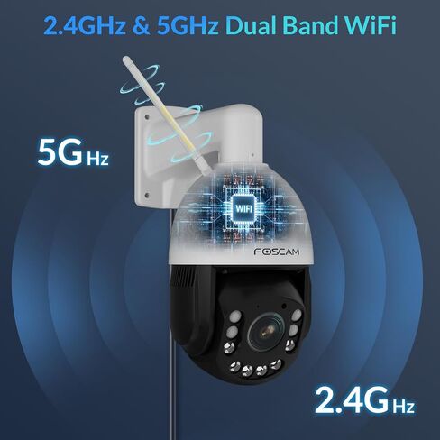كاميرا مراقبة خارجية FOSCAM SD4 2k 4MP، كاميرا مراقبة IP 5G/2.4 جيجا هرتز واي فاي PTZ مع تكبير بصري 4X، كشف بشري ذكي بالذكاء الاصطناعي، صوت ثنائي الاتجاه، رؤية ليلية 165 قدم، مستشعر صور CMOS، IP66 in Kuwait