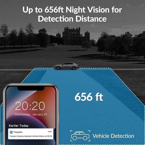 كاميرا مراقبة خارجية FOSCAM SD4 2k 4MP، كاميرا مراقبة IP 5G/2.4 جيجا هرتز واي فاي PTZ مع تكبير بصري 4X، كشف بشري ذكي بالذكاء الاصطناعي، صوت ثنائي الاتجاه، رؤية ليلية 165 قدم، مستشعر صور CMOS، IP66 in Kuwait