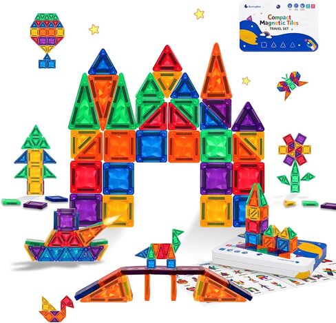 BunnyBoo 42PCS Mini Magnetic Tiles Travel Building Toys with Case in Kuwait