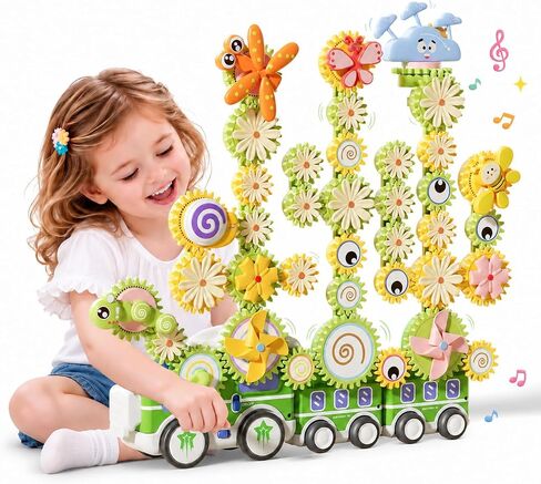4 in 1 STEM Gear Toys for Kids, Musical Educational Building Blocks, 61Pcs in Kuwait
