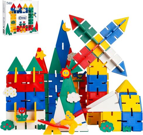 Bmag 2 in 1 Magnetic Tiles with Snap Interlock Edges 58Pcs in Kuwait