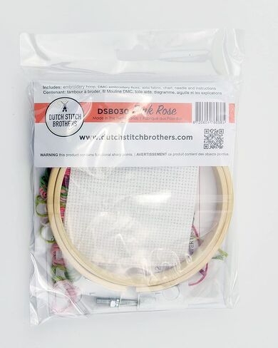 DUTCH STITCH BROTHERS - Rose Counted Cross Stitch 4" Hoop and Pattern Included - Cross Stitching Kits for Adults Advanced and Beginners in Kuwait