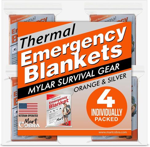 Emergency Blanket Mylar Thermal Space Survival Gear & Supplies 100-Pack in Kuwait