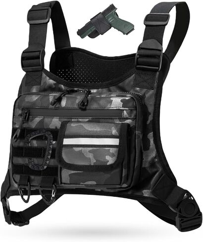 Outdoor Chest Bag For Men, EDC Chest Pack With Built-In Phone Holder, Lightweight Chest Rig Pouch in Kuwait
