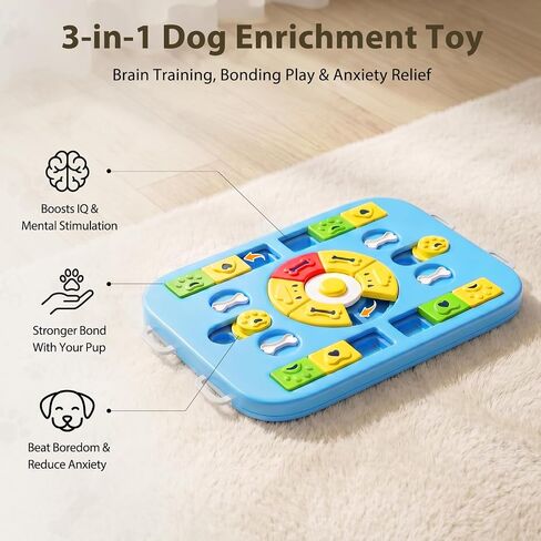 Dog Puzzle Toy, Treat Dispensing Dog Enrichment Toys, Blue in Kuwait