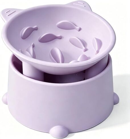 Raised Slow Feeder Cat Bowl, Silicone Elevated Tilted Cat Slow Feeder Bowl in Saudi Arabia
