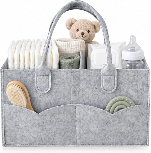 PandaEar Baby Diaper Caddy Organizer, Portable Diaper Holder Organizer Nursery Storage Basket for Wipes & baby stuff, Collapsible Baby Organizer with Divided Design (Light Pink) in Kuwait