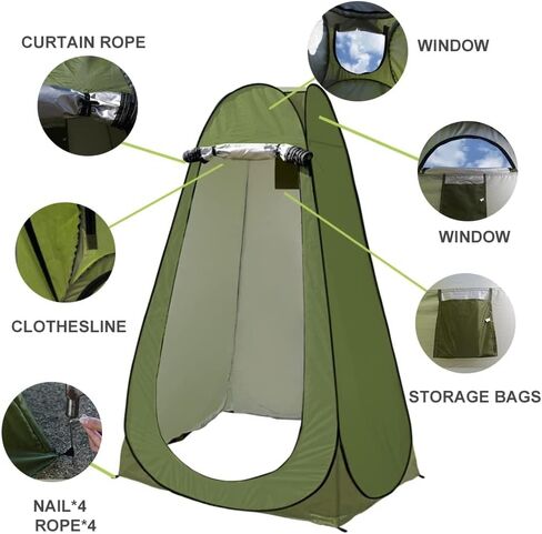 Privacy Shower Tent, 47.2" Wx74.8 H Pop up Portable Camping Tent | Waterproof Outdoor Toilet Changing Dressing Room, with Carry Bag, for Hiking, Camping, Fishing, Beach in Kuwait