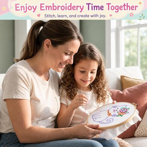 Nuberlic 12 Pcs Embroidery Kit for Kids with Step-By-Step Guidance Ages 8+ in Saudi Arabia