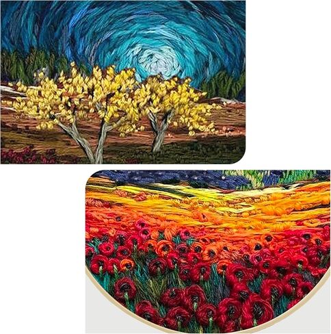 Maydear 4 Pack Embroidery Starter Kit with Pattern, Stamped Cross Stitch Kits for Beginners Adults with Embroidery Hoop and Instructions, Hand Embroidery Kit (Embroidery kit flower2) in Kuwait