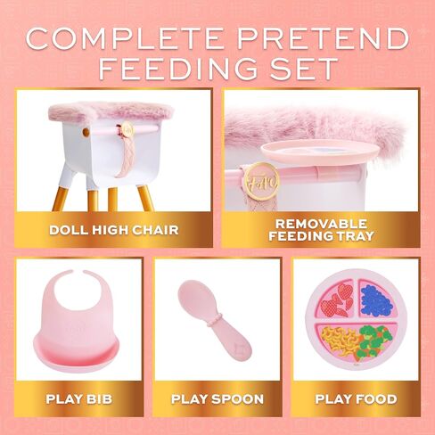 FAO Schwarz Baby Doll High Chair with Feeding Accessories, Fits 14" Dolls in Kuwait