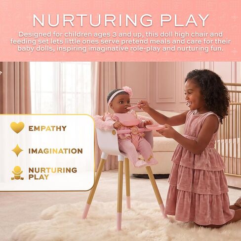 FAO Schwarz Baby Doll High Chair with Feeding Accessories, Fits 14" Dolls in Kuwait