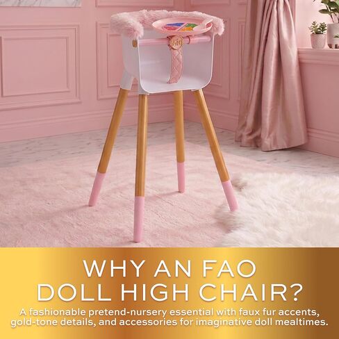 FAO Schwarz Baby Doll High Chair with Feeding Accessories, Fits 14" Dolls in Kuwait
