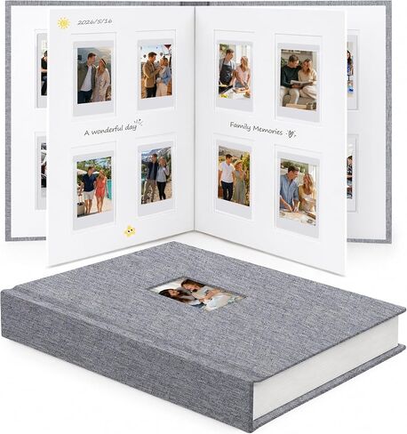 Veicevol Photo Album with Writing Space for Fujifilm Instax Mini 12 11 9 40 90 8 7 Evo Liplay Instant Camera, 64 Pockets Photo Album for Polaroid, Leather Cover Handmade Paper 2x3 Photo Album (White) in Kuwait