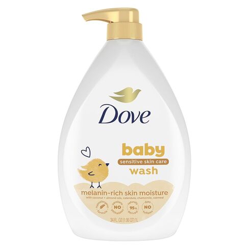 Baby Dove Sensitive Skin Care Baby Wash Fragrance Free Moisture For Baby Bath Time Fragrance Free and Hypoallergenic, Washes Away Bacteria 34 oz in Kuwait