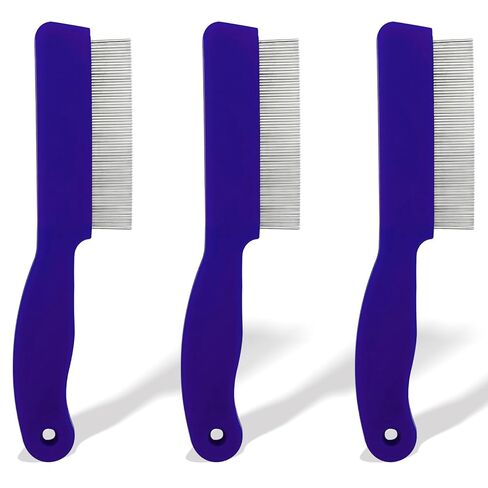 3 Pack Pet Flea Detangling Comb, Single-Row Fine-Tooth Stainless Steel Grooming Tool for Short & Long Hair in Saudi Arabia