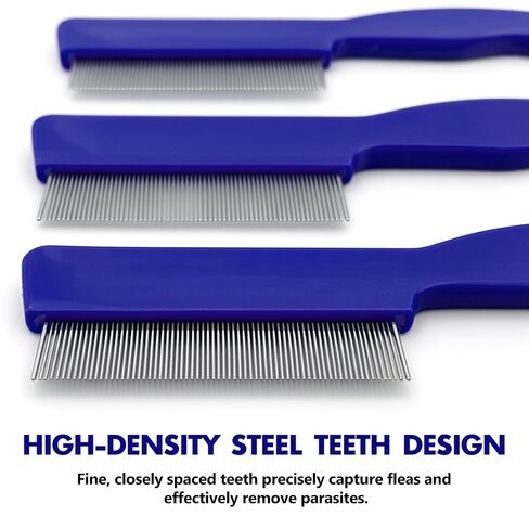 3 Pack Pet Flea Detangling Comb, Single-Row Fine-Tooth Stainless Steel Grooming Tool for Short & Long Hair in Saudi Arabia