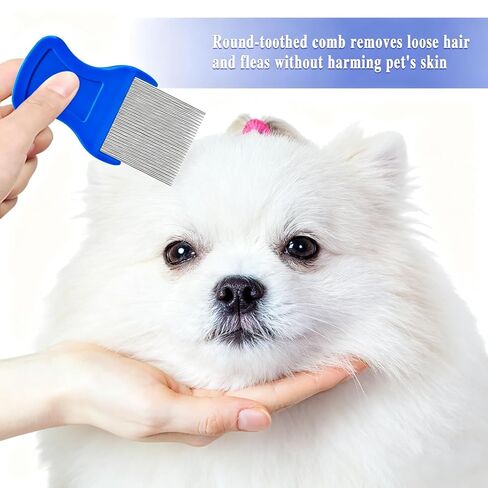 5 Pcs Flea Comb,Stainless Steel Professional comb for Dogs Cats (5, Blue) in Saudi Arabia