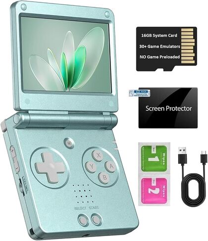 RG SP Retro Handheld Game Console , RGSP Flip Portable Game Console 3.4 Inch IPS Screen H700 Linux 64-bit System Support WiFi Bluetooth 16G SD Card 30+ Game Emulators No Game Preloaded(Graphite) in Kuwait