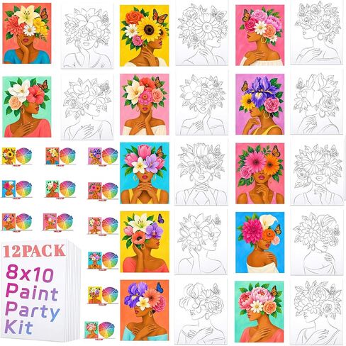 VALLSIP Halloween Paint and Sip Kit 12 Pack Pre Drawn Canvas 8x10 Party Set in Saudi Arabia