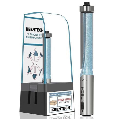 رؤوس توجيه من KEENTECH مع ساق 1/2 بوصة، وقطر قطع 3/4 بوصة، وعمق قطع 1 بوصة، وقطعة تشذيب مائلة من درجة كربيد C4 للمبتدئين والخبراء في الأعمال الخشبية، أزرق (KT020134018) in Kuwait