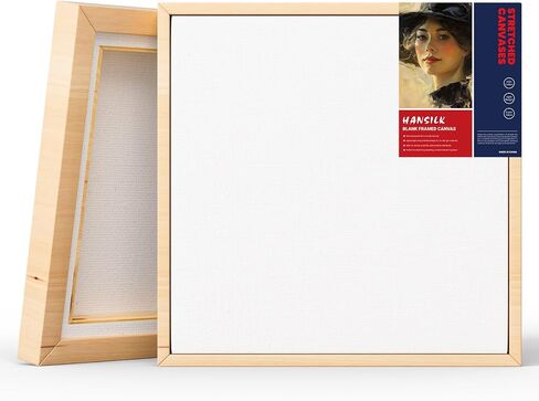 HANSILK 3pk 4 * 4/6 * 6/8 * 8 Inch Blank Framed Canvas Wall Art - Premium White Cotton Canvas Panel for DIY Painting, Custom Art, Home Decor - Ready to Hang, Pre-Stretched Wood Frame -3pcs in Kuwait