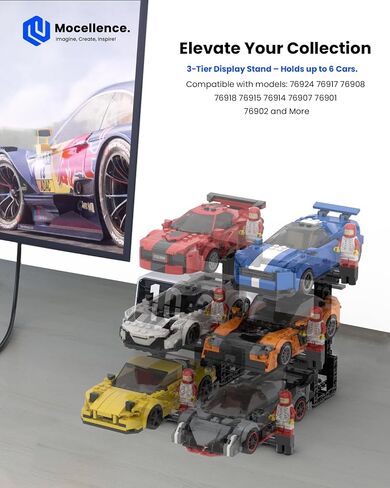 Display Stand for Lego Speed Champions Cars (1 Pack), Upgraded 3-Layer Stand Holds 6 Cars Compatible with 76917, 76908, 76918, 76915, 76914, 76907, 76901, 76902 & More, Gift for Collectors & Kids 6+ in Saudi Arabia