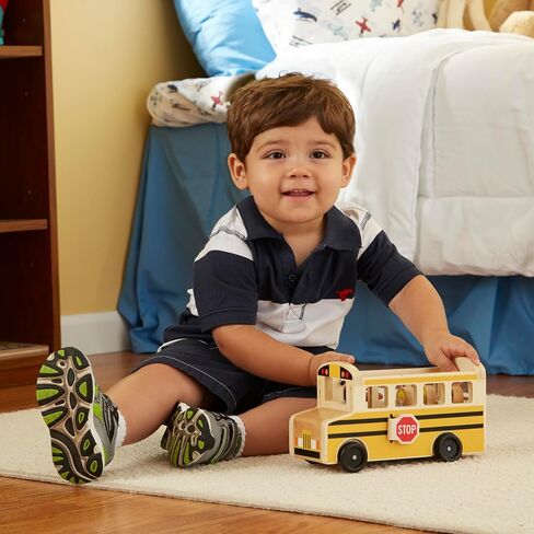 Melissa & Doug School Bus Wooden Play Set With 7 Figures - School Bus Toddler Toy For Pretend Play, Classic Toys For Kids in Saudi Arabia
