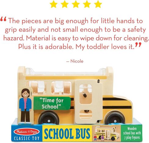 Melissa & Doug School Bus Wooden Play Set With 7 Figures - School Bus Toddler Toy For Pretend Play, Classic Toys For Kids in Saudi Arabia