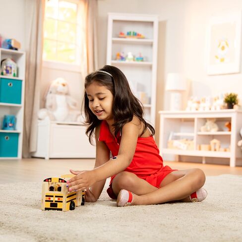 Melissa & Doug School Bus Wooden Play Set With 7 Figures - School Bus Toddler Toy For Pretend Play, Classic Toys For Kids in Saudi Arabia