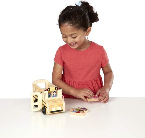 Melissa & Doug School Bus Wooden Play Set With 7 Figures - School Bus Toddler Toy For Pretend Play, Classic Toys For Kids in Saudi Arabia