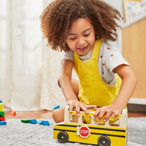 Melissa & Doug School Bus Wooden Play Set With 7 Figures - School Bus Toddler Toy For Pretend Play, Classic Toys For Kids in Saudi Arabia
