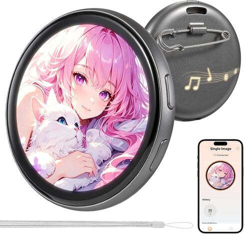 Digital Pin, Digital Badge with Audio Speaker & Touch Screen LED Display, Customizable Anime Style Wearable, Smart Button for Parties, Fan Events, Ita Bags, Cosplay and Fandoms（For <32MB MP4, Images） in Kuwait