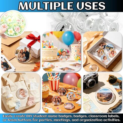 Clear Acrylic Button Pins for Crafts，20 Pcs 2.36 Inch Circle Round Button DIY Design Custom Pins Badges,Blank Photo Buttons for Crafts, Badge Making, School Projects, Teams,DIY Crafts Supplies in Kuwait