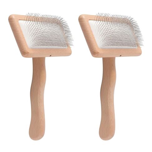 ‌2 Pcs Sturdy Wool Carders with Bamboo Handle (15 x 10.4cm/5.91 x 4.09inch) – Professional Needle Felting Tools for Wool Rugs, Coat Felting & Craft Projects in Kuwait