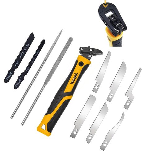 TOOLAN: 8-In-1 Needle File & Saw Set With Storage box, 6 pcs Small Diamond Files, for Metal, Jewlers, Wood, Leather and Plastic, Ergonomic Designed Handle With Quick Change Mechanism in Saudi Arabia