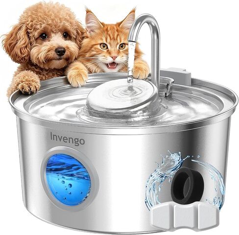 Invengo Cat Water Fountain Stainless Steel 108oz/3.2L Pet Fountain in Kuwait