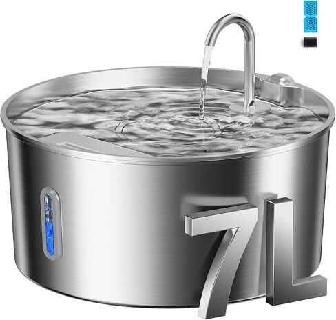 Pektaco Dog Water Fountain for Large Dogs, Stainless Steel Tray, 1 Filter in Saudi Arabia