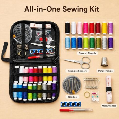 Otylzto Portable Zipper Sewing Kit, Complete Home Travel DIY Supplies Set in Saudi Arabia
