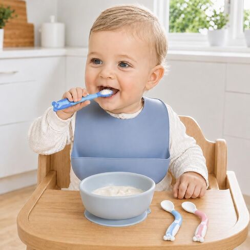 PandaEar Baby Bendable Utensils Spoons| Training Learning Feeding for Kids Toddlers Children and Infants| BPA Free 3 Sets| Great Gift Set | Easy Grip Fork Tableware in Kuwait
