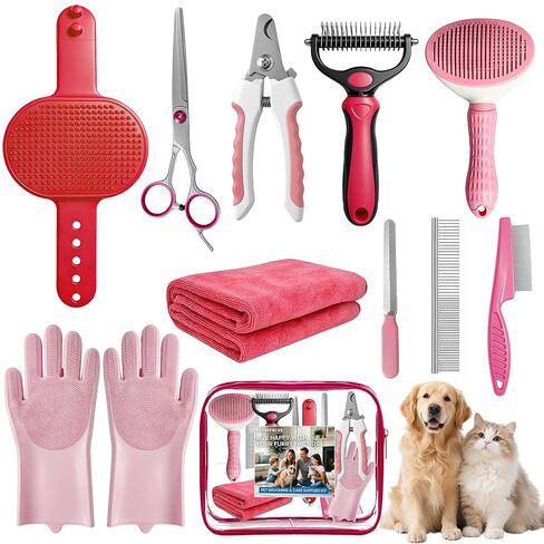 11 Piece Dog Grooming Kit - Hair, Nail, Massage Bath Supplies For Pets Cats in Kuwait