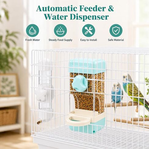 Bird Water Food Dispenser Set,6.8 Fl Oz Automatic No Mess Bird Water Feeder Bottle Parakeet Food Dispenser,Bird Cage Accessories for Conure Cockatiels African Grey Amazon Parrot Lovebirds Canary in Saudi Arabia