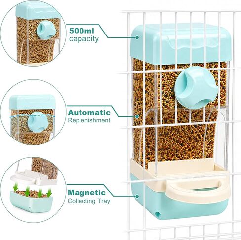 Bird Water Food Dispenser Set,6.8 Fl Oz Automatic No Mess Bird Water Feeder Bottle Parakeet Food Dispenser,Bird Cage Accessories for Conure Cockatiels African Grey Amazon Parrot Lovebirds Canary in Saudi Arabia