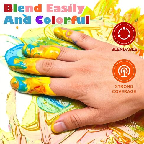 AROIC Non-Toxic Finger Paint Set - Vibrant Washable 8 Colors (60ml) in Saudi Arabia