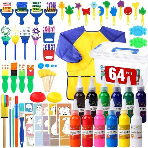 64 Pack Washable Paint Set, 12 Colors Non Toxic Finger Paints in Saudi Arabia