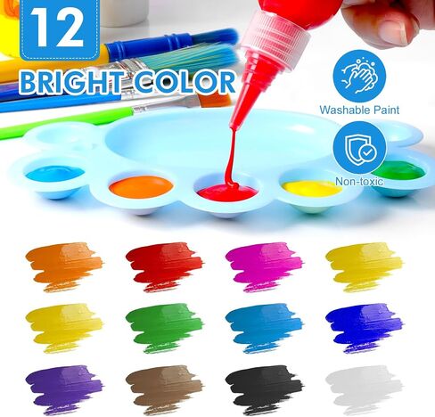 64 Pack Washable Paint Set, 12 Colors Non Toxic Finger Paints in Saudi Arabia