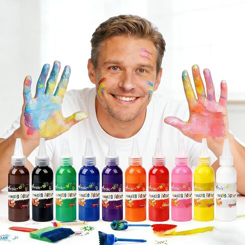 64 Pack Washable Paint Set, 12 Colors Non Toxic Finger Paints in Saudi Arabia